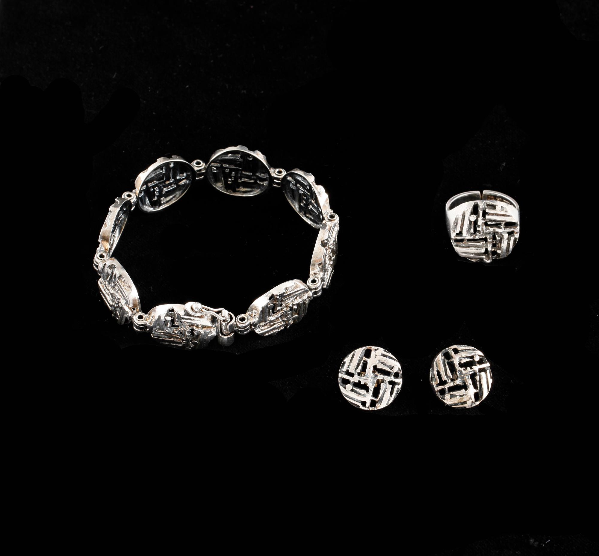 SMYCKESET, 3 delar, silver 830, Jorma Laine, Finland, 1960-70-tal. Vikt 44,2g.