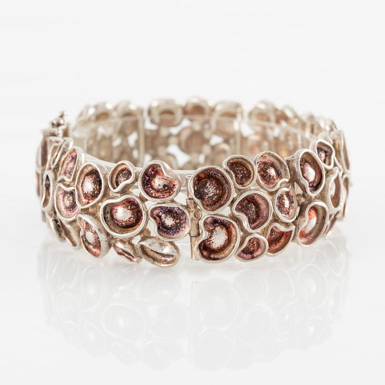 Eric Robbert, pendant and bracelet, silver and enamel.