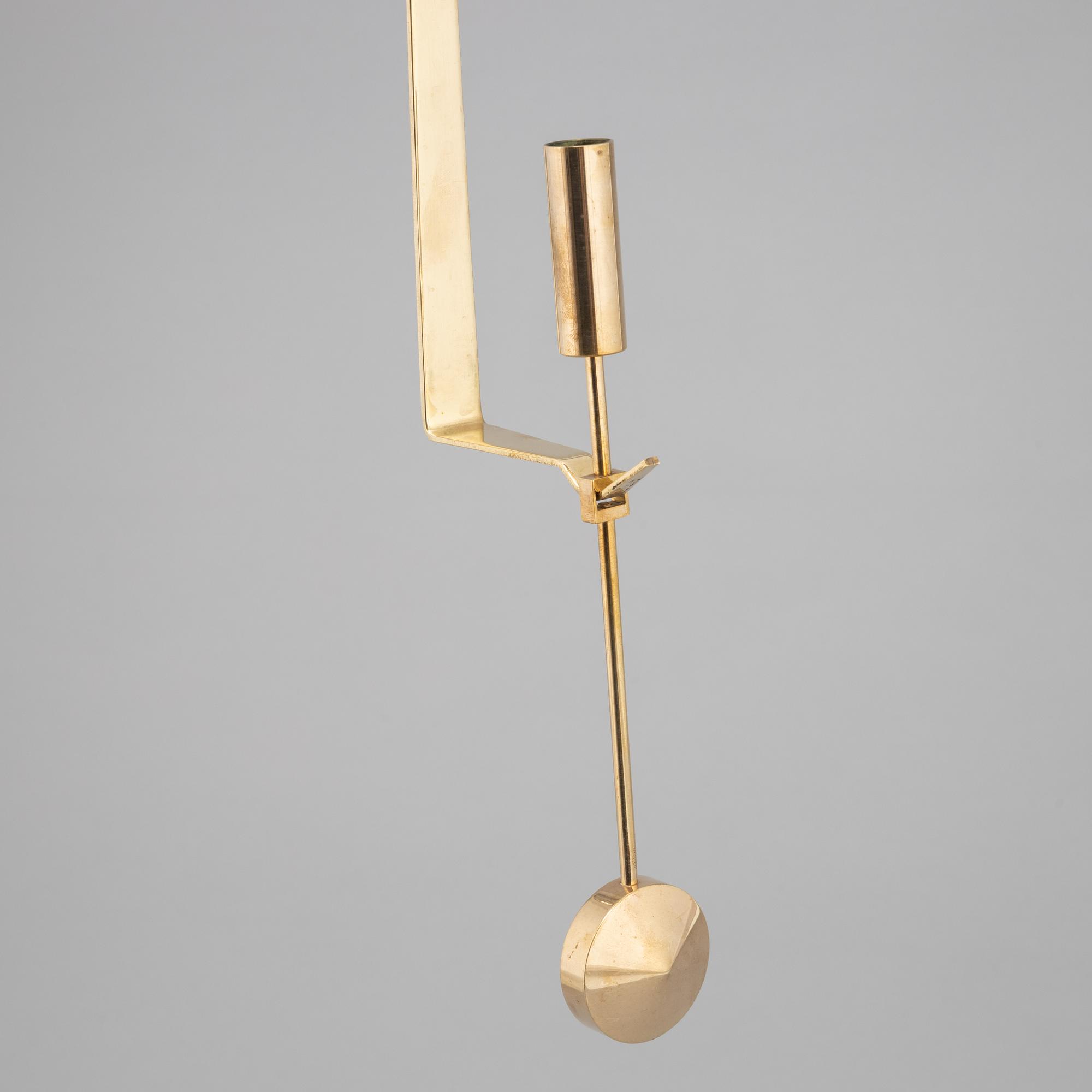 Pierre Forsell, four 'Pendeln' brass wall sconces, Skultuna.
