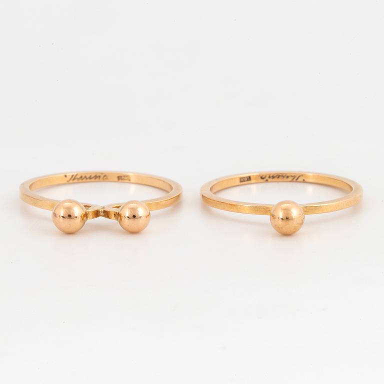 THERESIA HVORSLEV, ringar, 2 st, 18K guld.