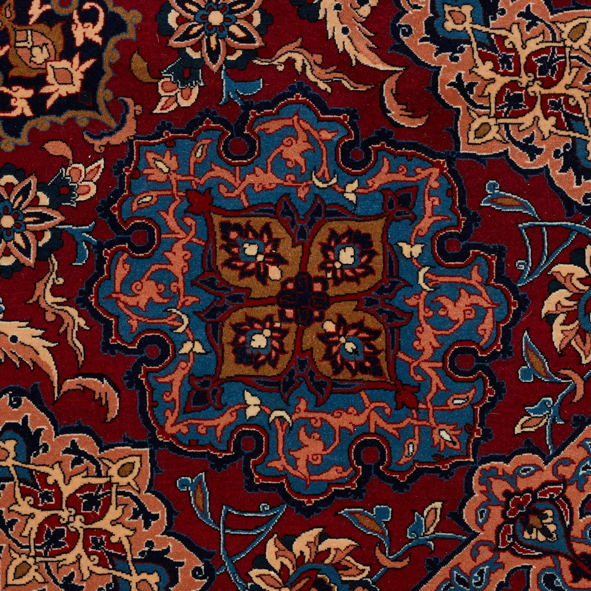 MATTA, old Isfahan, ca 347 x 252 cm (samt kortsidorna med 3 respektive 2,5 cm slätväv).