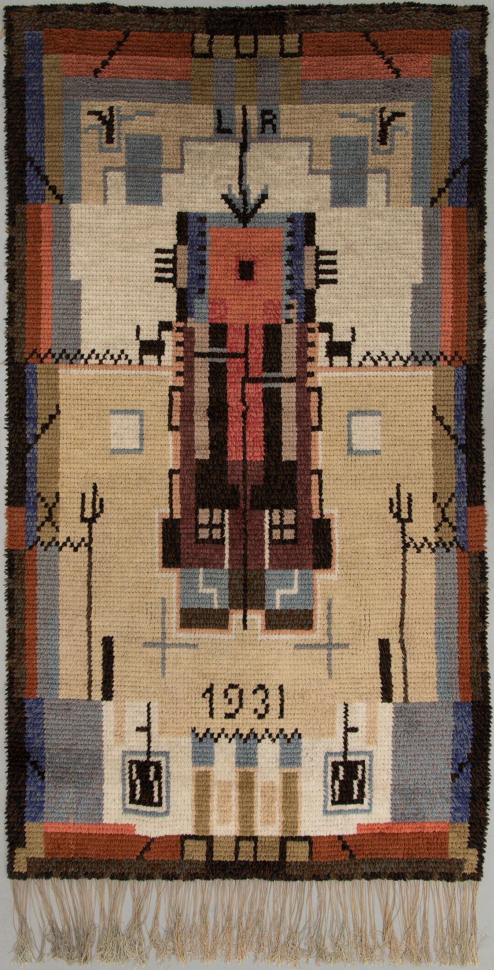LAILA KARTTUNEN, ryijy, päivätty 1931. Noin 203x112 cm.