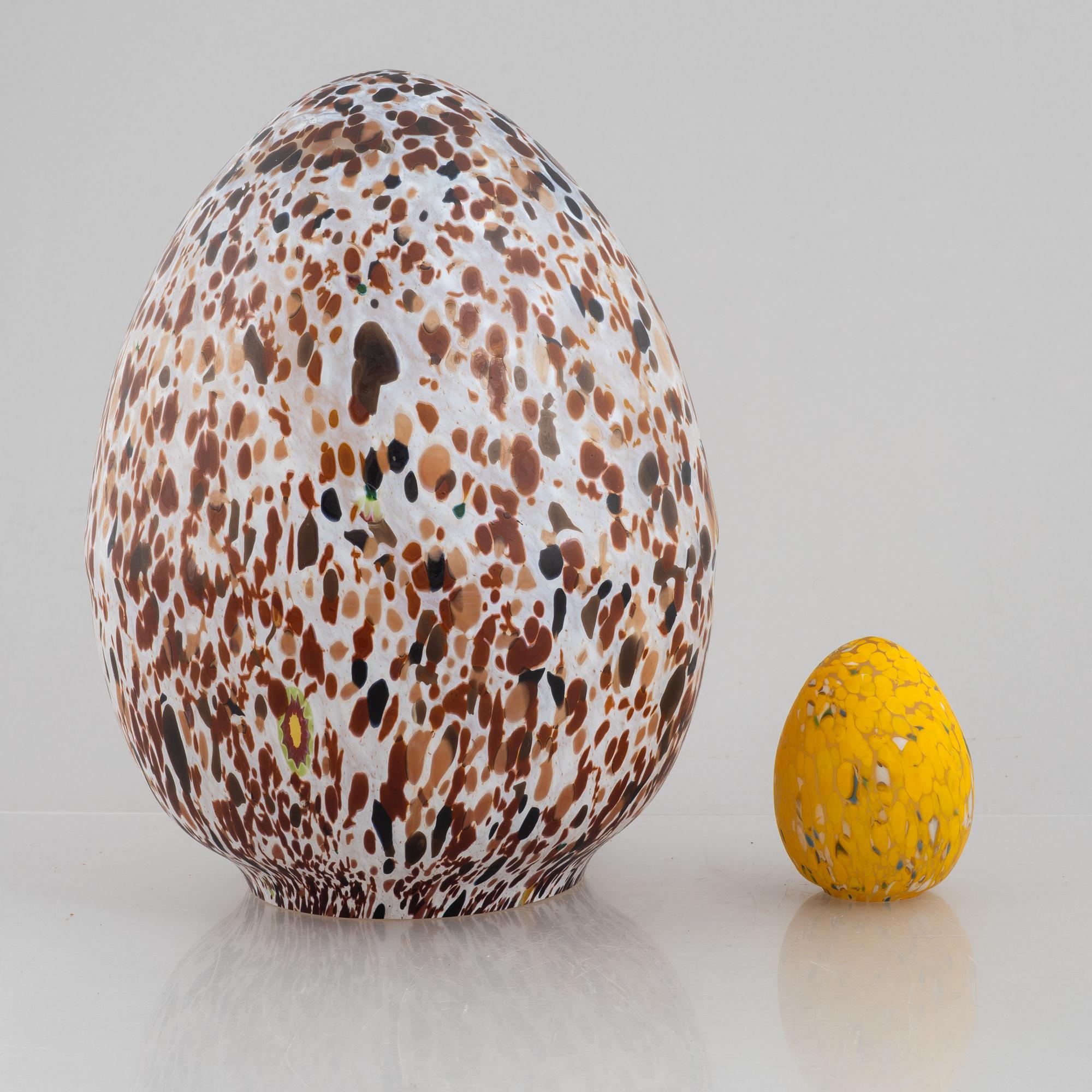 Monica Backström, two egg sculptures, Kosta, Sweden, second half of the 20th century.