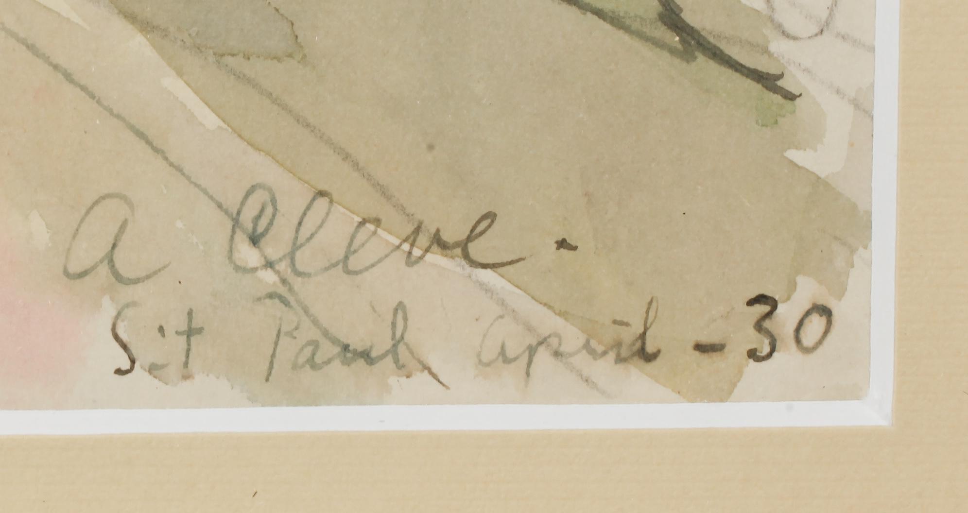 AGNES CLEVE, akvarell, signerad och daterad S:t Paul -30.
