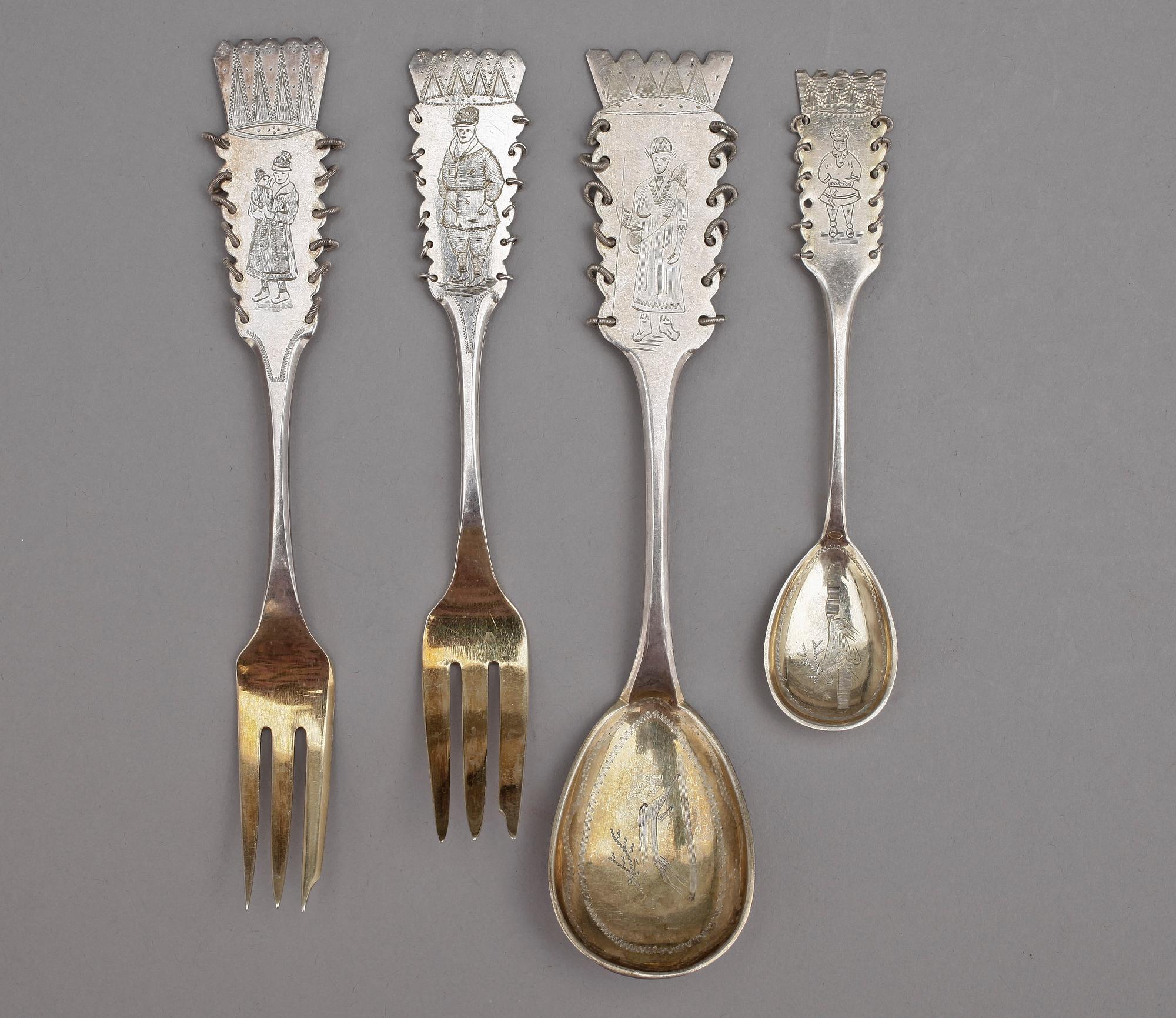 PARTI SILVER, 26 delar, bla Bolindersilver, Sverige, 1900-tal. Totalvikt 480 g.