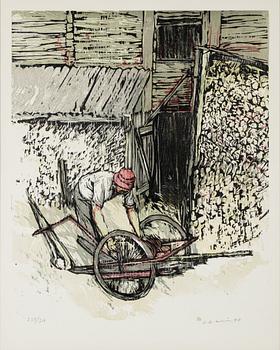 Lars Lerin, woodcut in colours, 1978, signed 234/310.