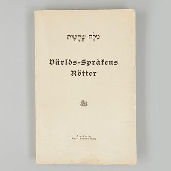 BÖCKER, 3 vol, bla "Världsspåkens rötter" av August Strindberg, Stockholm 1911.