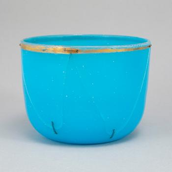 SKÅLAR, sex stycken, turkost glas. Frankrike, 1800-tal.