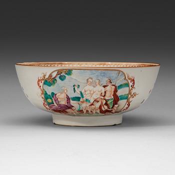 262. A famille rose 'European Subject' punch bowl, Qing dynasty, Qianlong (1736-95).