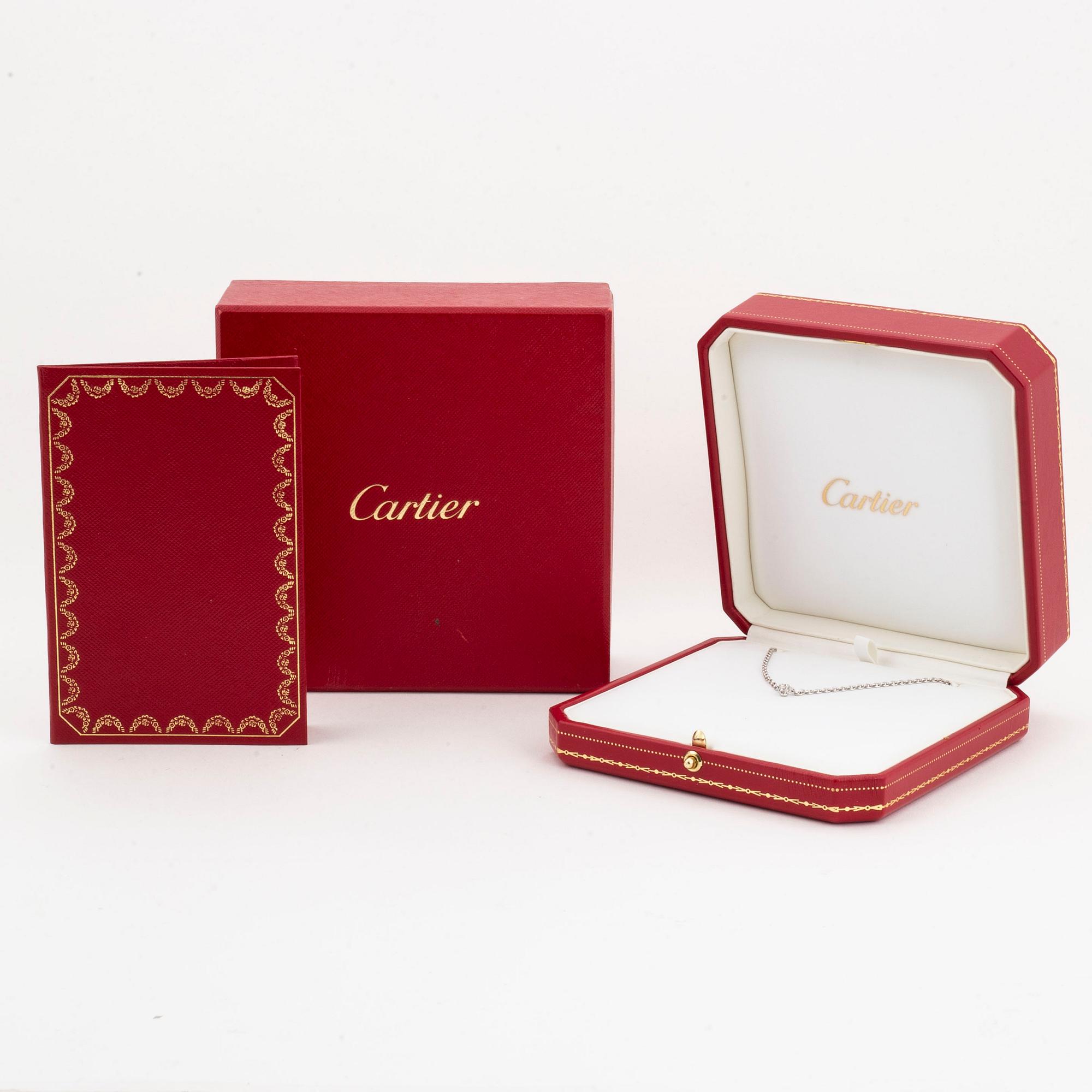 CARTIER, Collier med briljantslipad diamant, med etui, box och certifikat.