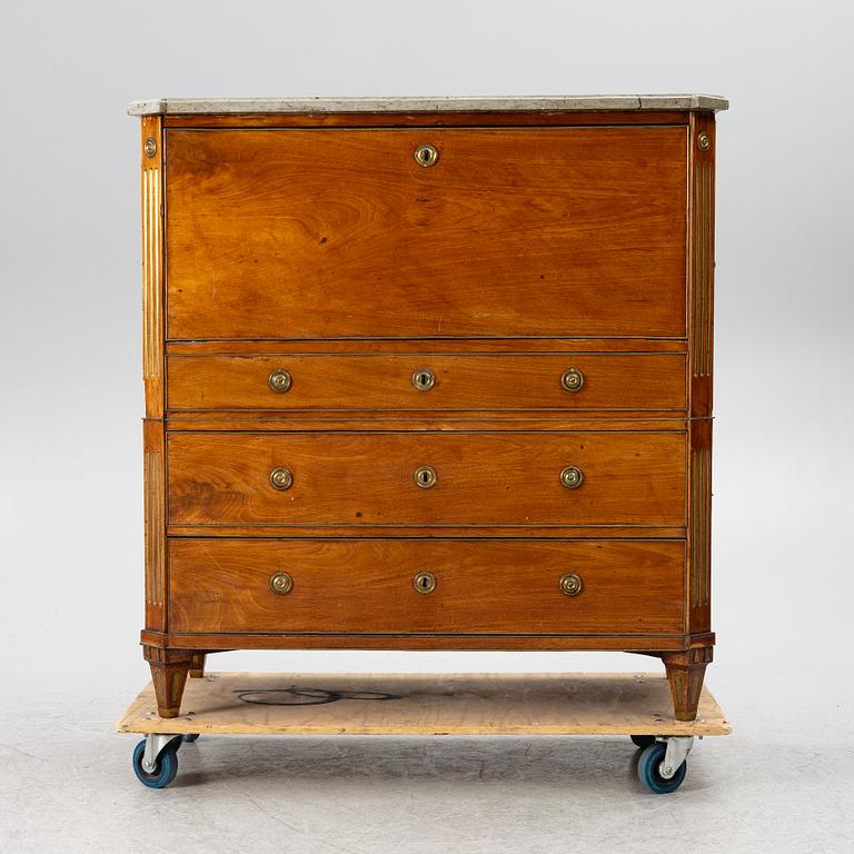 Secretary, late Gustavian, late 18th century, signed.