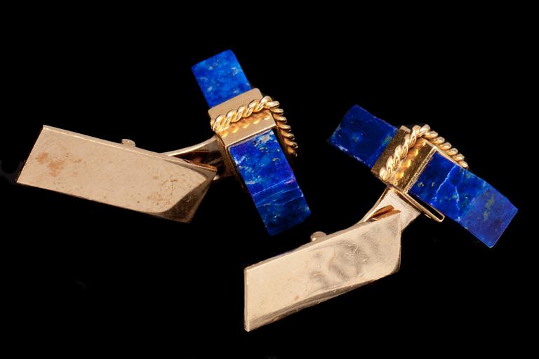 MANSCHETTKNAPPAR, ett par, 18k, Lapis Lazuli, vikt ca 11.7g.