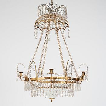 A late Gustavian around year 1800 6-light chandelier.