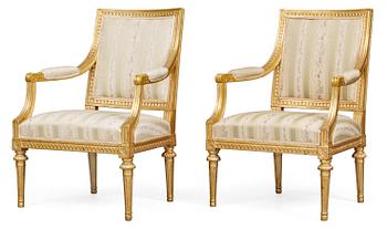 853. A pair of Gustavian armchairs.