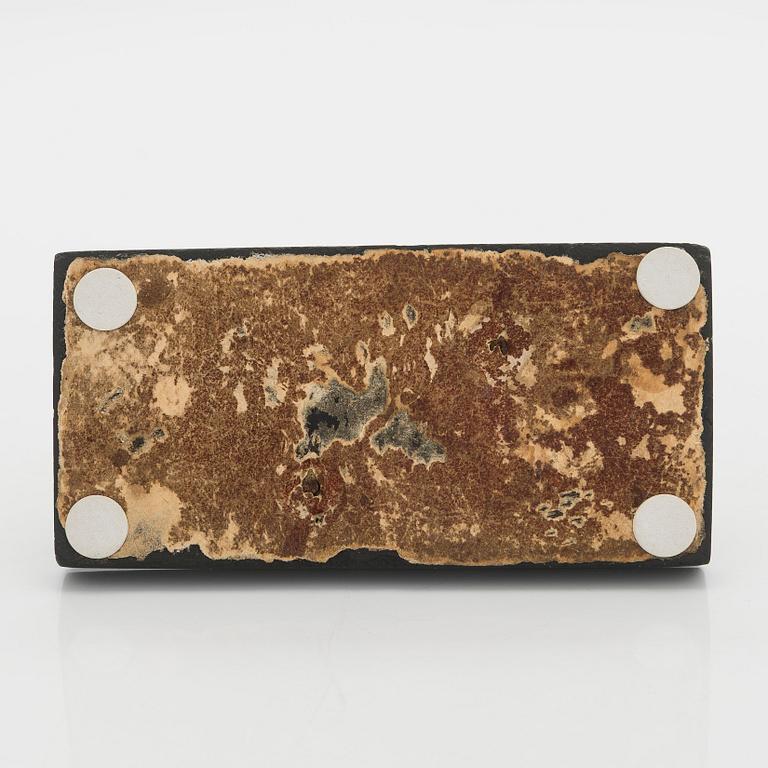A Russian bronze paper weight on a stone base, latter half of the 19th century.