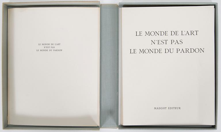 Portfolio of prints, René Char, 'Le monde de l'art n'est pas le monde du pardon'.