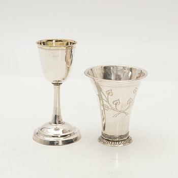 Bägare och kalk, silver, 1700-talets slut/1800-talets början.