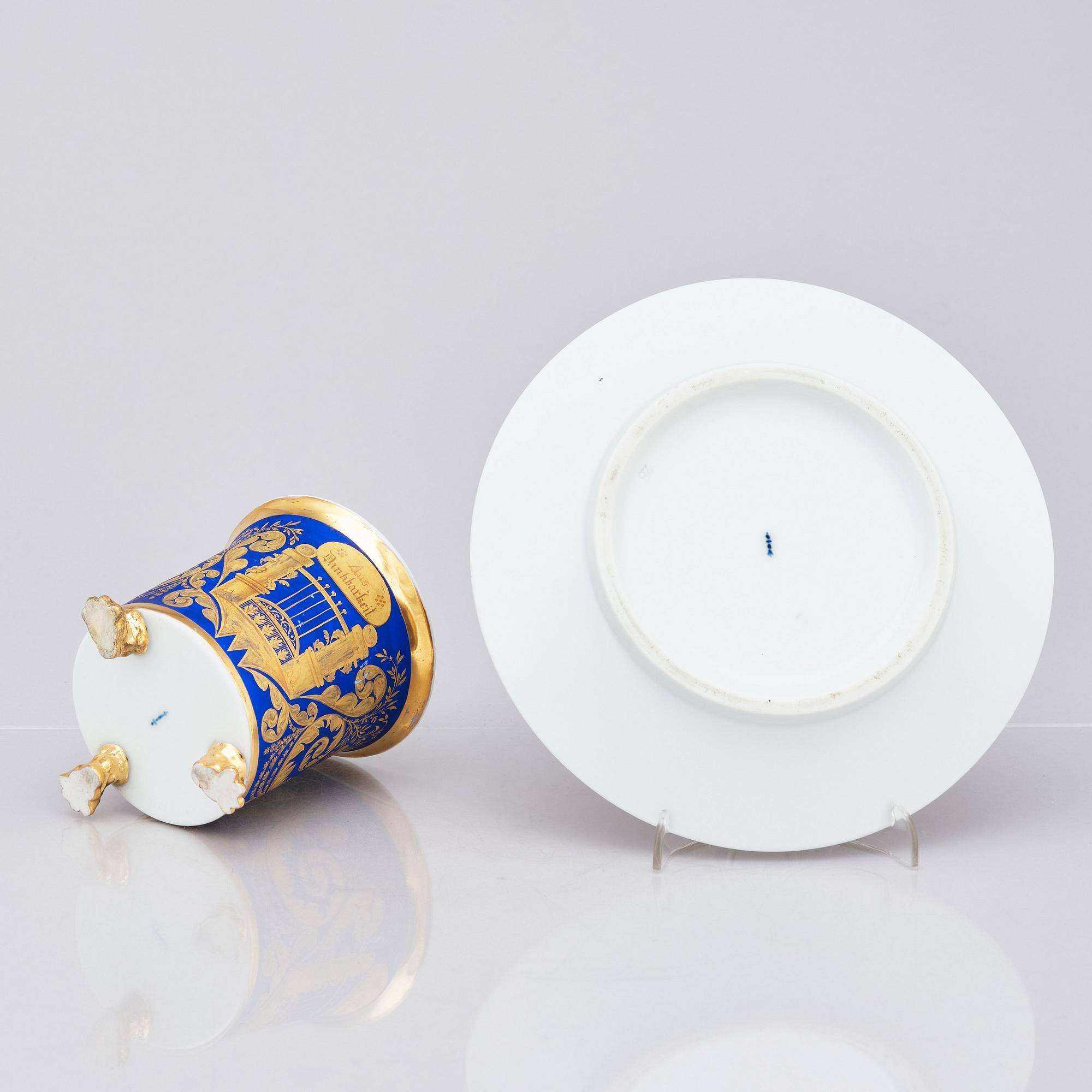 A German Berlin cup with stand, 19th Century.
