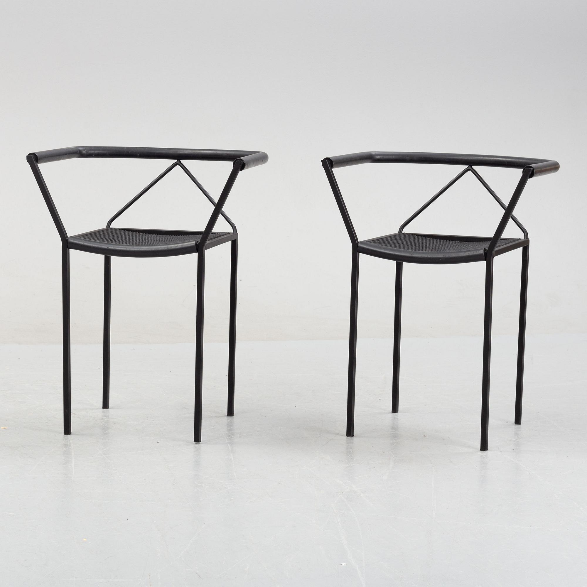 Maurizio Peregalli, a pair of 'Poltroncina' chairs for Zeus Noto, Italy. The model designed 1984.