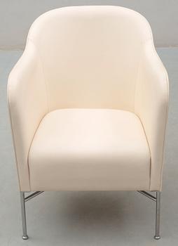 A Mats Theselius chromed steel and white leather easy chair, 'Star', Källemo, Värnamo, Sweden 2009.