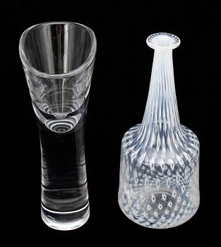 VASER, 2 st, glas, Bertil Vallien samt Sven Palmqvist, Boda åfors och Orrefors, 1900-tal.