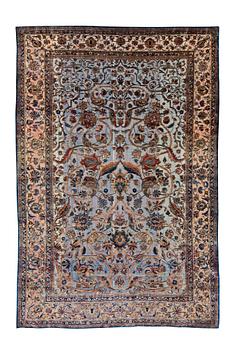 979. SEMI-ANTIQUE SILK KASHAN SOUF (in relief). 197,5 x 132 cm.