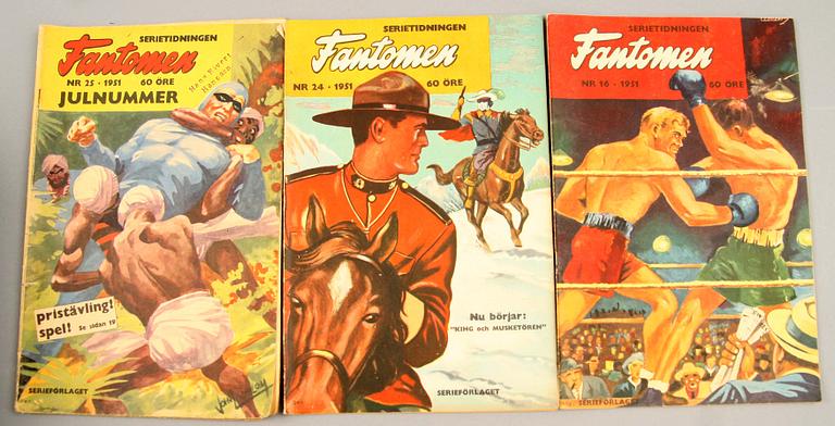SERIETIDNINGAR, "Fantomen", (3+22). 1951-1952.