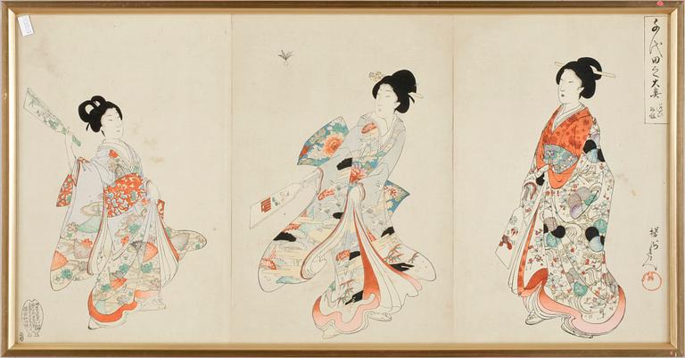 YOSHU CHIKANOBU, träsnitt, Japan, sent 1800-tal.