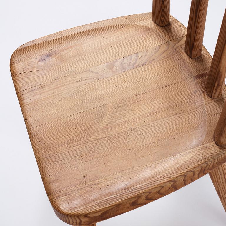 Axel Einar Hjorth, a set of four 'Utö' pine chairs, Nordiska Kompaniet, 1930s.