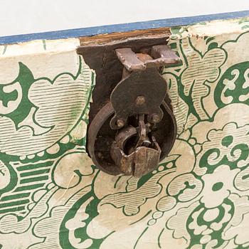A painted pine chest, 19th Century.