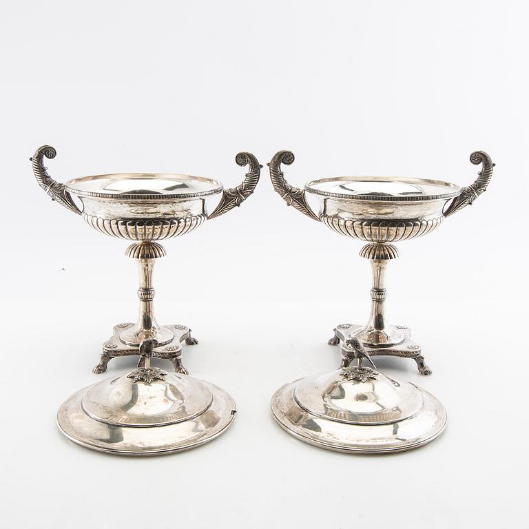 Berndt Erlandsson strösockerskålar ett par Empire-stil silver Karlskrona 1912.