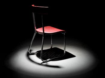 A Gio Pontio tubular aluminium and red vinyl chair, Ditta Parma Antonio e Figli, Saronno, Italy.