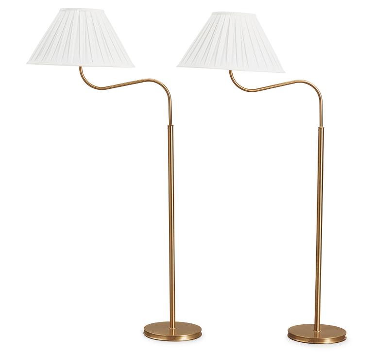 A pair of Josef Frank brass floor lamps, model 2368/2148, Svenskt Tenn.