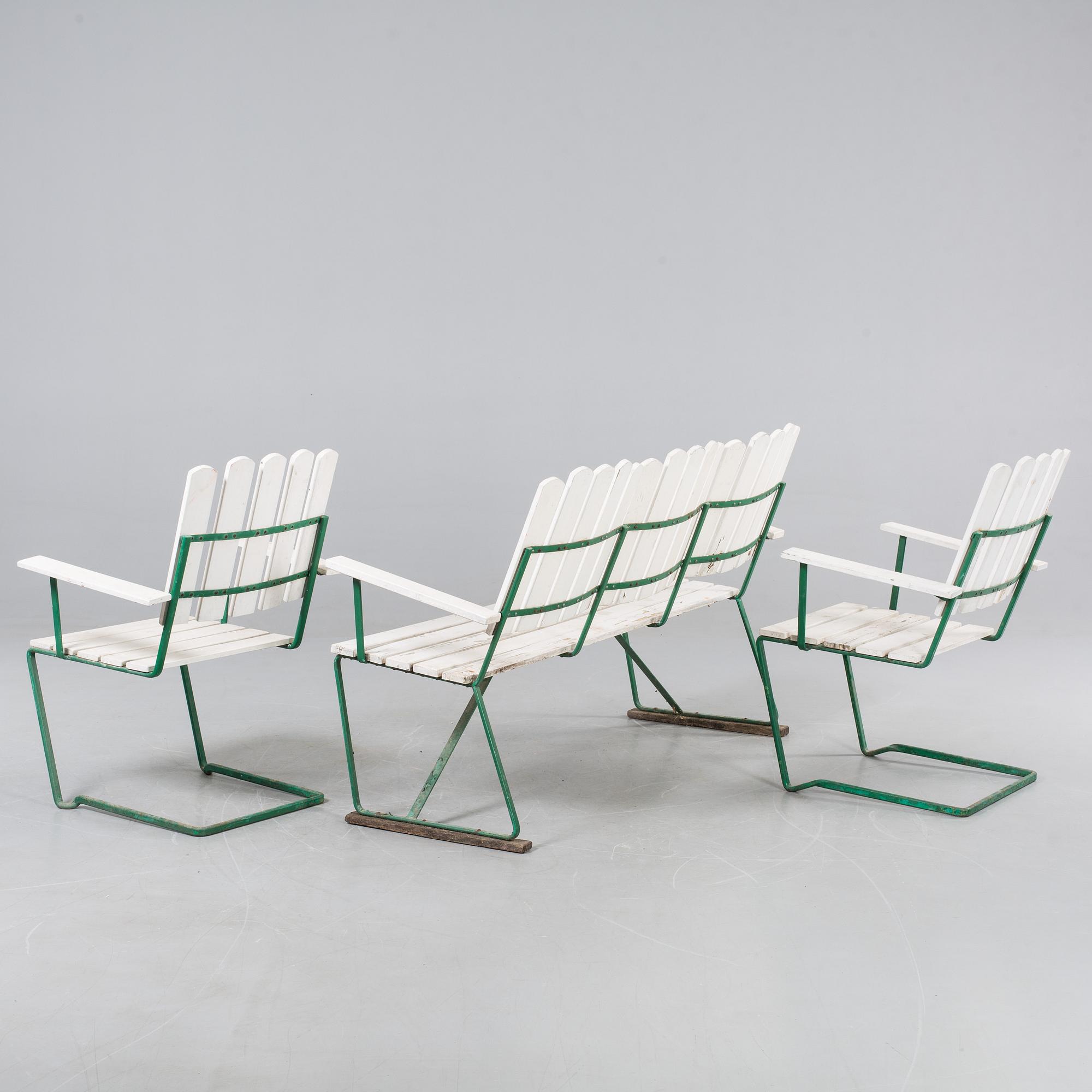 TRÄDGÅRDSMÖBEL, 3 delar, design Arthur Lindqvist, Grythyttan, 1900-talets mitt.