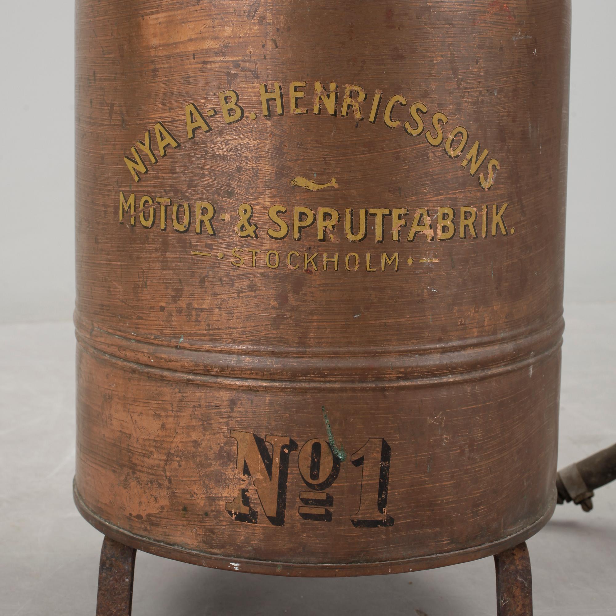 BRANDSPRUTA, koppar, Motor- & sprutfabriken, omkr år 1900.