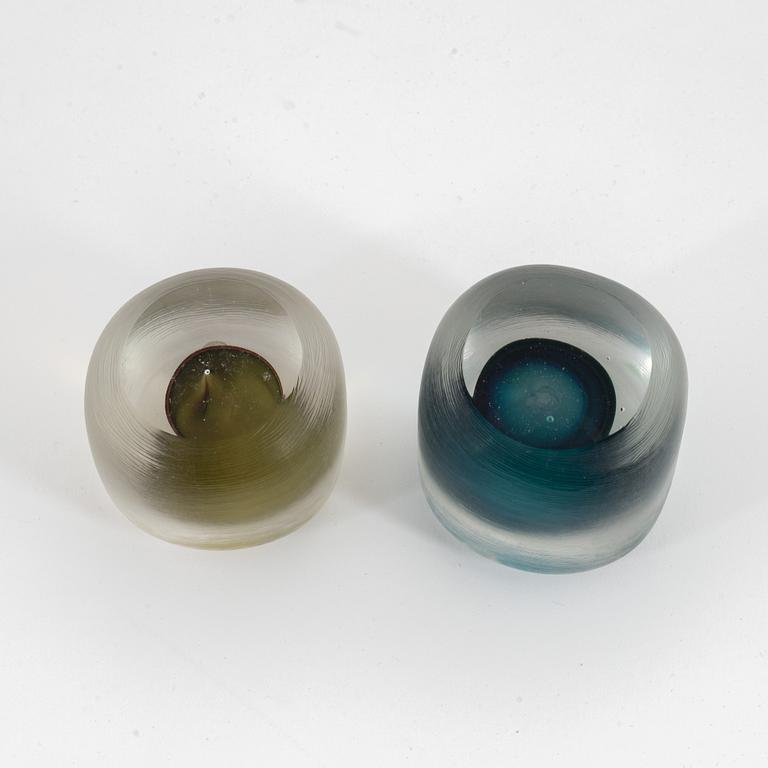 Paolo Venini, two 'Inciso' glass objects/paper weights, Venini, Murano, Italy.