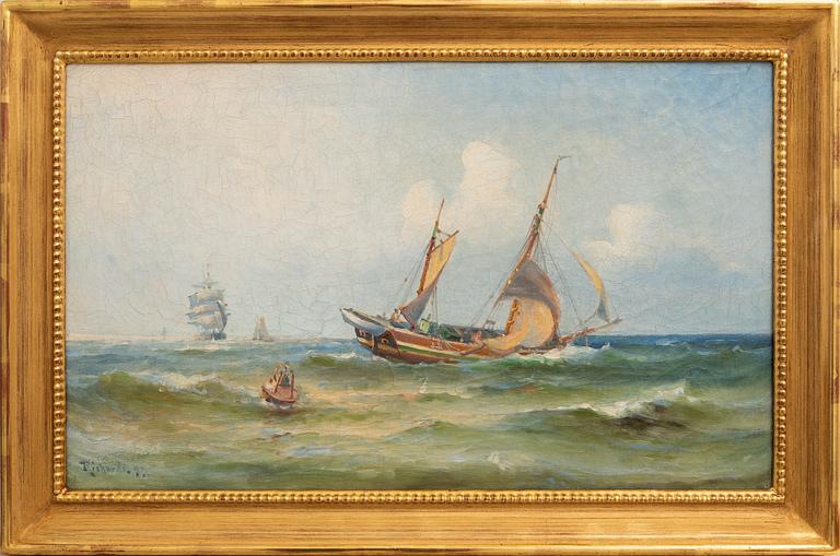 Ludvig Richarde, Two-masted schooner at sea.