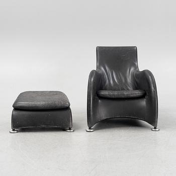 Gerard Van Der Berg, armchair with footstool, "Loge" for Montis Netherlands late 20th Century.