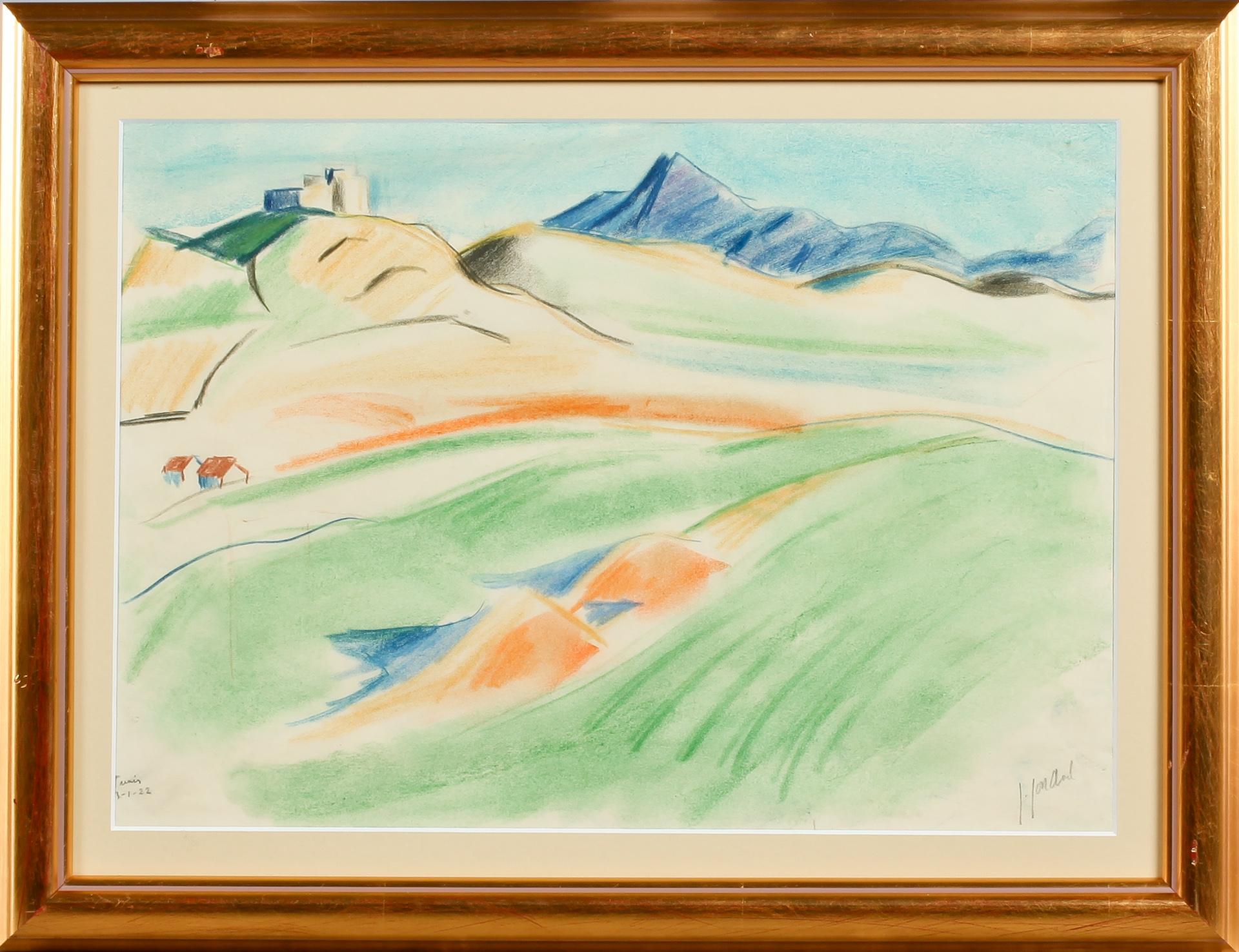 JOHN JON-AND, pastell, signerad och daterad "Tunis -22".