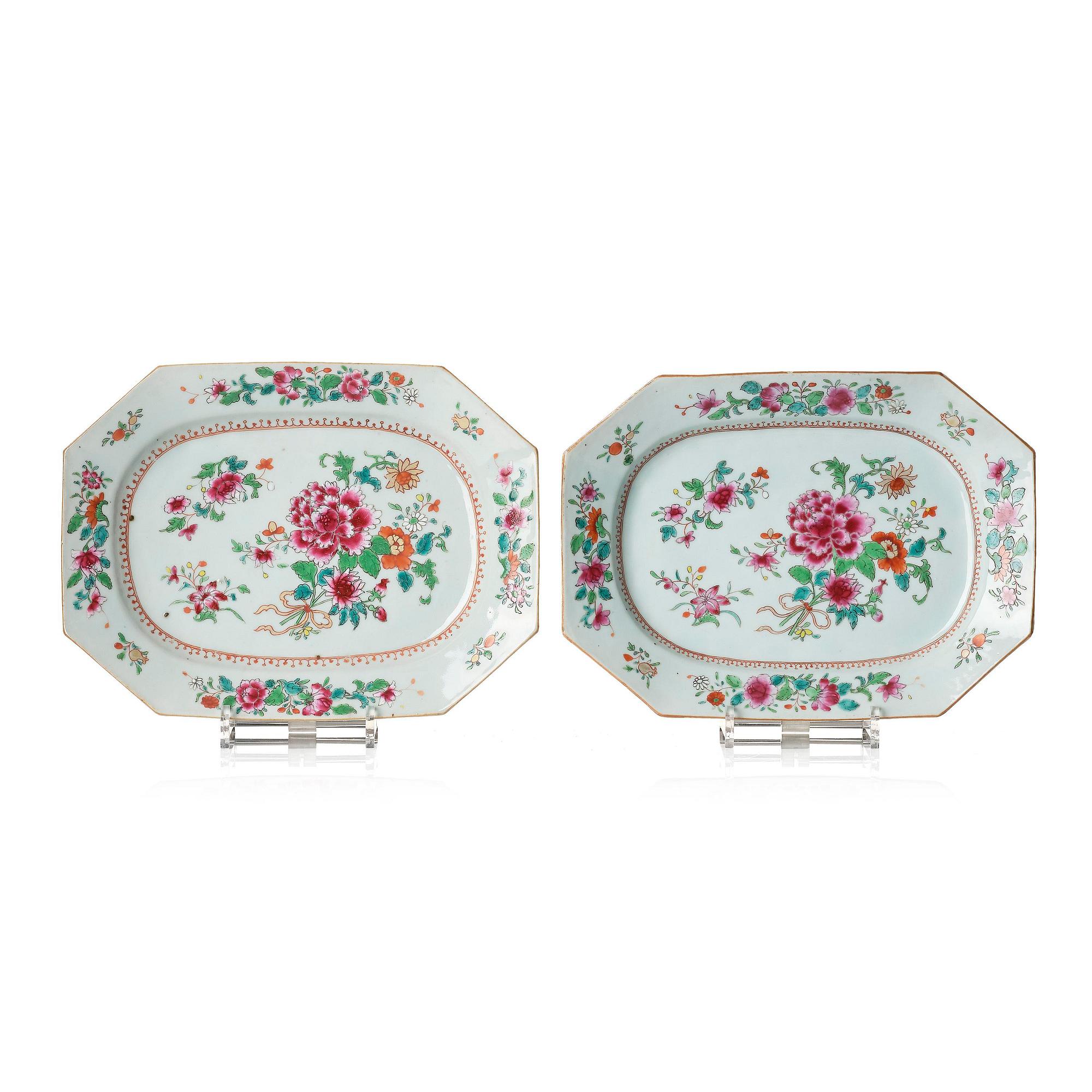 A pair of famille rose serving dishes, Qing dynasty, Qianlong (1736-95).