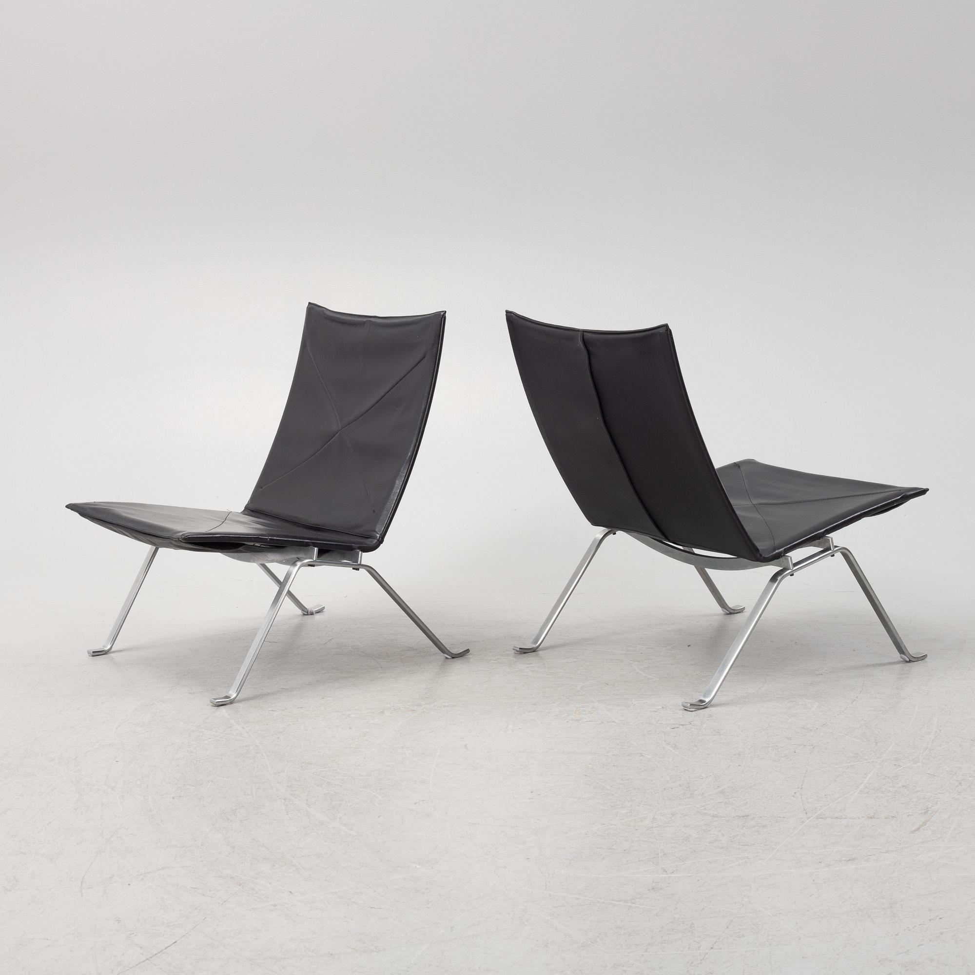 Poul Kjaerholm, fåtöljer, ett par, "PK22", Fritz Hansen, Danmark, 1987.