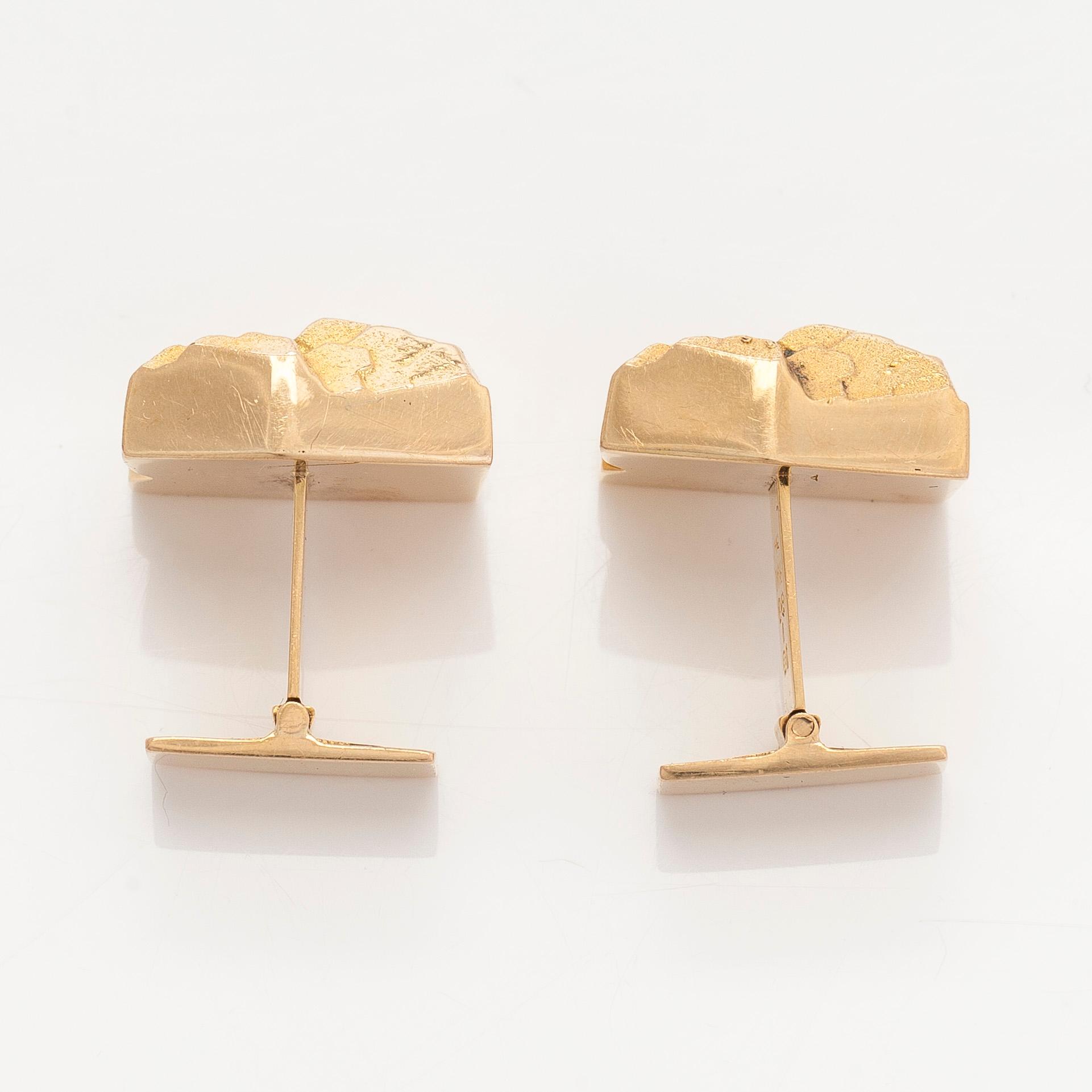 Björn Weckström, manschettknappar "Klippiga bergen", 14K guld. Lapponia 1970.