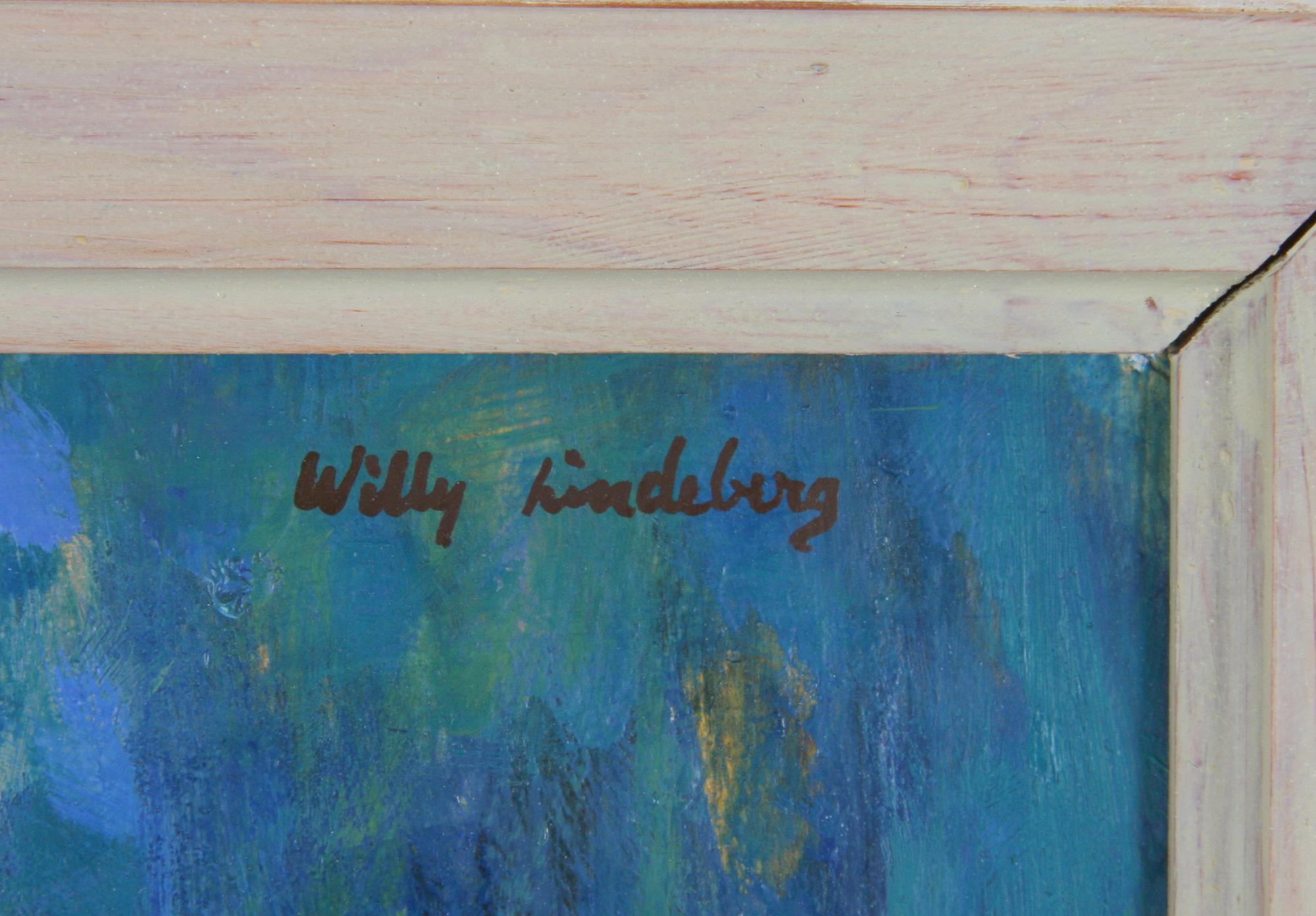 LINDEBERG, WILLY. Olja på pannå, sign.