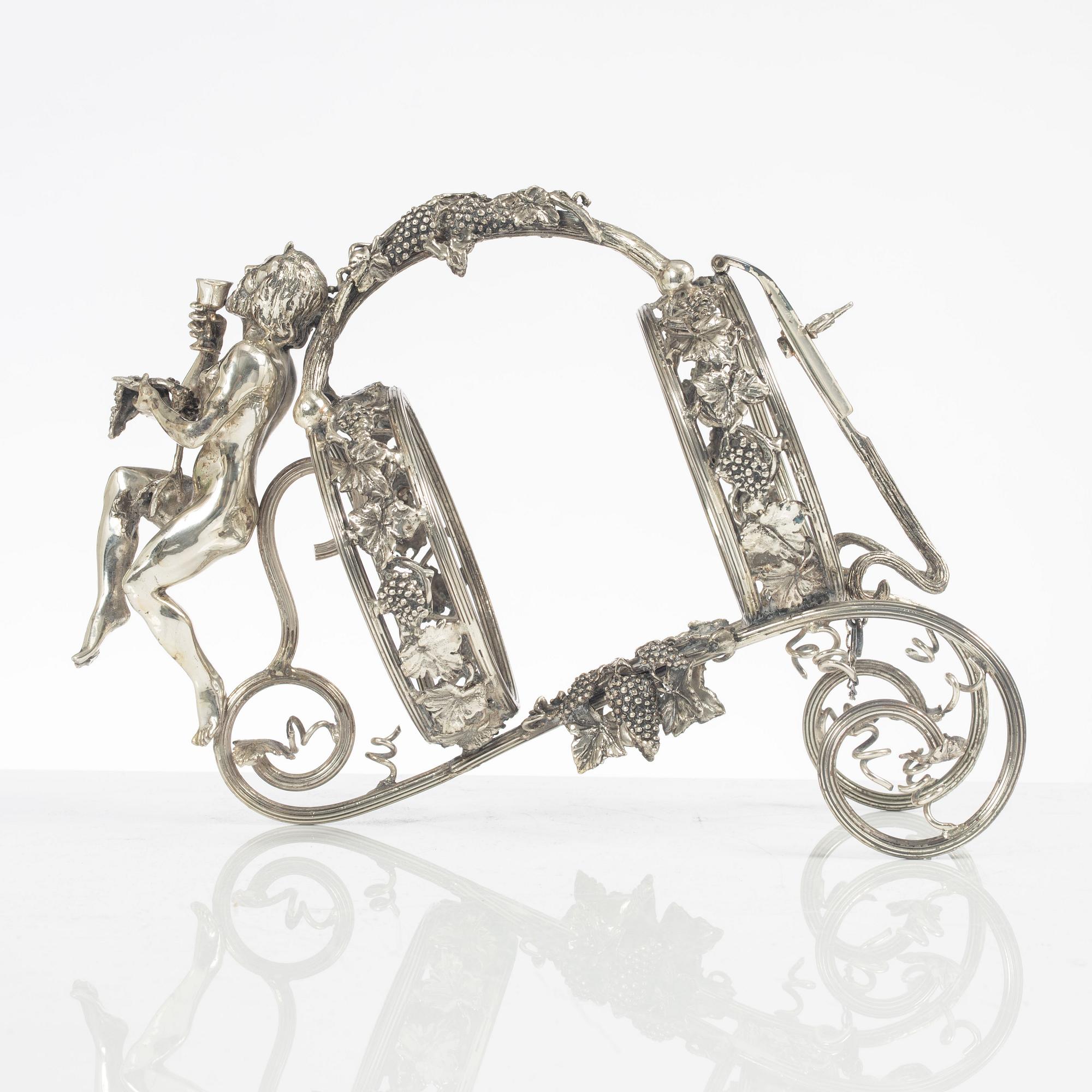 Flaskhållare, nysilver, saknar stämplar, 1900-tal.