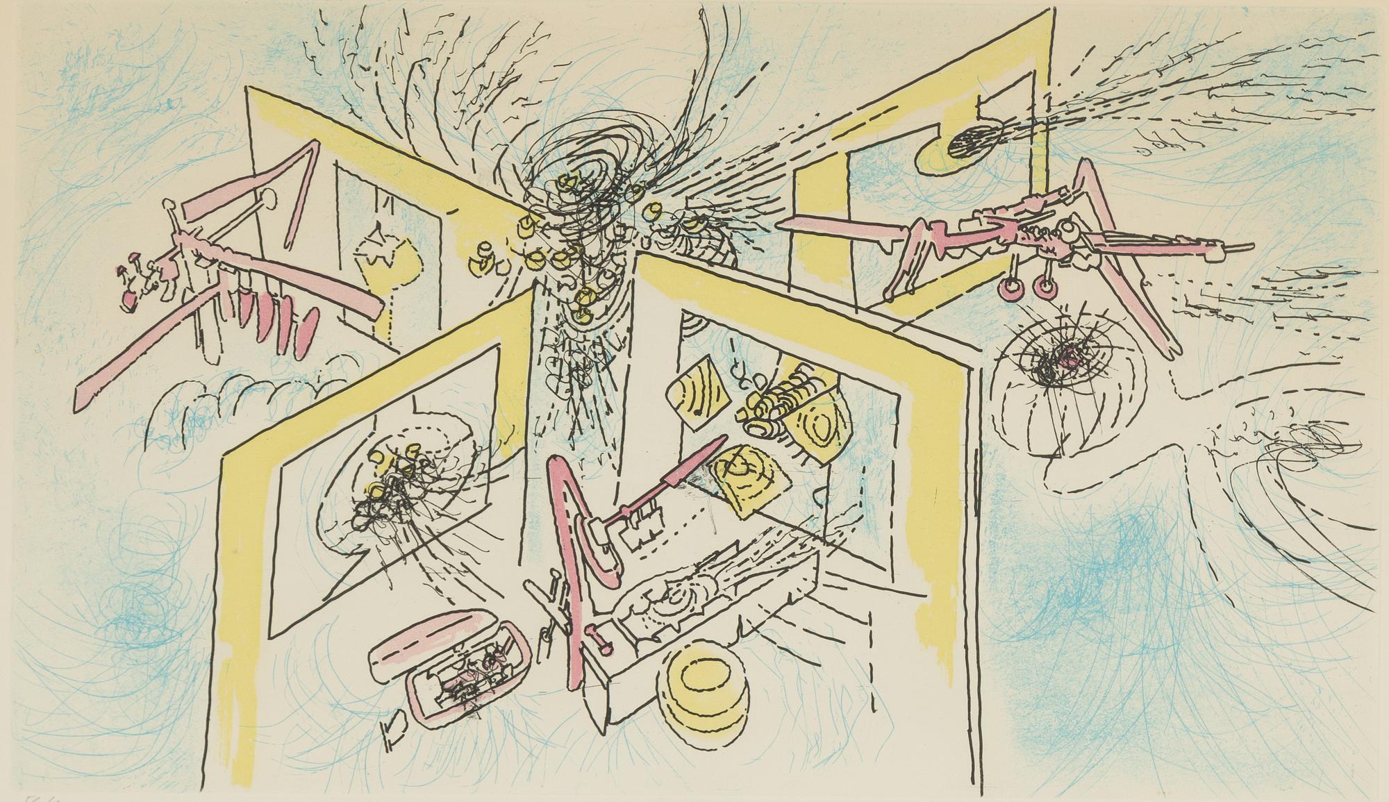 Roberto Matta, etching in colours, signed 56/100.