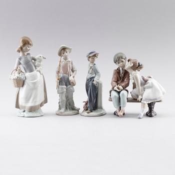 FIGURER, 4 st, porslin, Lladro, Spanien.