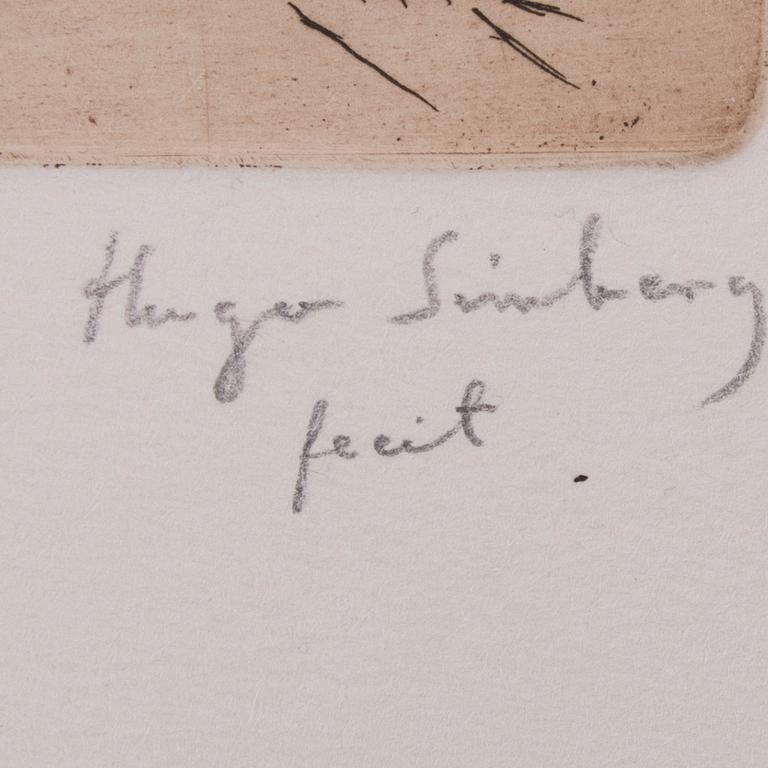 HUGO SIMBERG, etsningar, 2 st, signerade fecit.