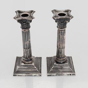 A pair of silver candlesticks, Birmingham, England 1969.