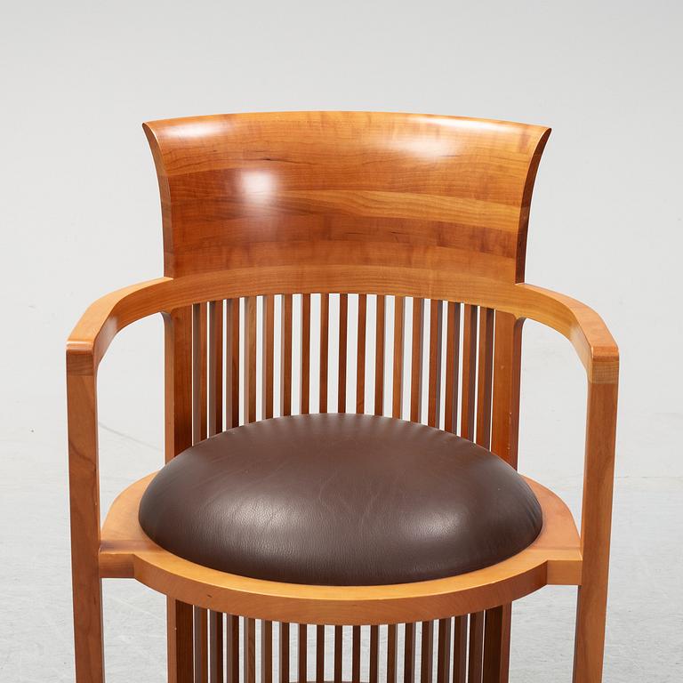 A model 606 'Barrel' chair by Frank Lloyd Wright for Cassina, designed 1937.