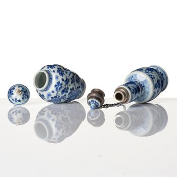 A group of four blue and white miniatures, Qing dynasty, Kangxi (1662-1722).